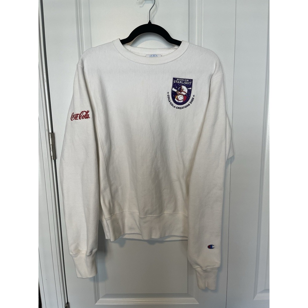 Coca Cola Creations 2022 Mission‎ Starlight White Pullover Champion Sweatshirt S